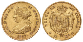 Elisabeth II. 4 Escudos. 1867. MADRID. 3,31 grs. Cal-111. MBC+/EBC-.