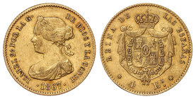 Elisabeth II. 4 Escudos. 1867. MADRID. 3,36 grs. Cal-111. MBC+.
