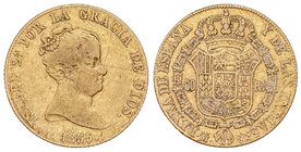 Elisabeth II. 80 Reales. 1835. MADRID. C.R. 6,69 grs. (Rayas en anverso). Cal-68. MBC-/MBC.