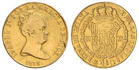 Elisabeth II. 80 Reales. 1835. MADRID. C.R. 6,03 grs. (Colgada). Cal-68. MBC-.