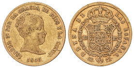 Elisabeth II. 80 Reales. 1845. MADRID. C.L. 6,69 grs. Cal-78. MBC-/MBC.