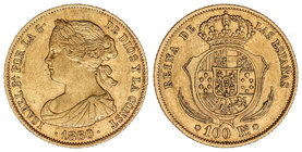 Elisabeth II. 100 Reales. 1860. MADRID. 8,37 grs. (Leves golpecitos). Cal-25. MBC+/EBC-.
