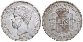 5 Pesetas. 1871 (*18-71). S.D.-M. Restos de brillo original. EBC-.