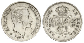 10 Centavos de Peso. 1885. MANILA. (Leves rayitas). EBC.