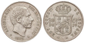 20 Centavos de Peso. 1885. MANILA. EBC.