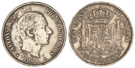 50 Centavos de Peso. 1881. MANILA. MBC-.
