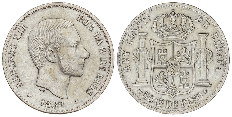 50 Centavos de Peso. 1882. MANILA. MBC+.