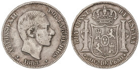50 Centavos de Peso. 1883. MANILA. MBC-.