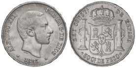 50 Centavos de Peso. 1885. MANILA. MBC+/EBC-.