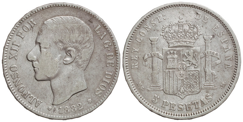 5 Pesetas. 1882/1 (*18-81). M.S-M. VS-88.1. MBC-.
