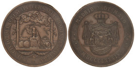Medalla Natalicio del Príncipe Fernando María de Baviera. X Mayo 1884. MADRID. Anv.: NOSTER THALAMUS FLORET. Altar con cáliz, alrededor león de Hispan...