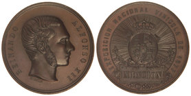 Medalla Exposición Nacional Vinícola. 1877. Anv.: REINANDO ALFONSO XII. Busto a derecha. Rev.: MENCION. Escudo radiado de España. AE. Ø 41 mm. Grabado...