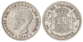 10 Centavos de Peso. 1896. PUERTO RICO. P.G.-V. MBC+.