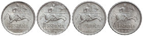 Estado Español. Serie 4 monedas 5 Céntimos. 1940, 1941, 1945 y 1953. Brillo original. HG-238/41. SC- a SC.