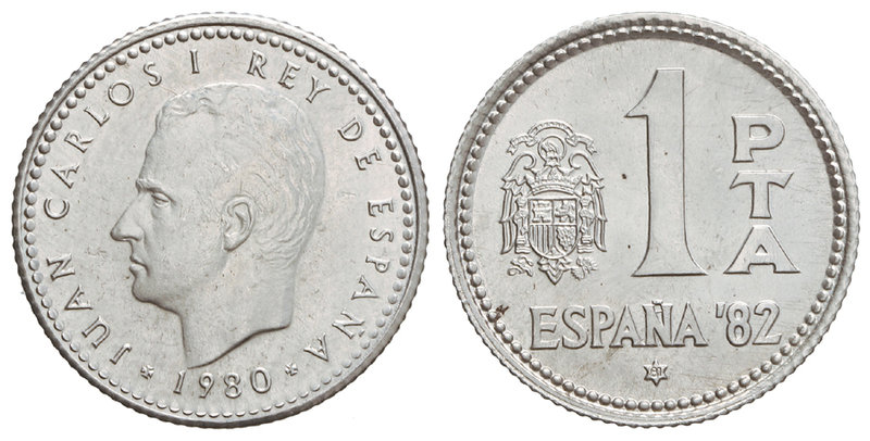 Juan Carlos I. 1 Peseta. 1980 (*81). 4,40 grs. AR. ERROR: Acuñación en cospel de...