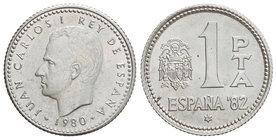 Juan Carlos I. 1 Peseta. 1980 (*81). 4,40 grs. AR. ERROR: Acuñación en cospel de plata. JBM-9.3.2b. SC.