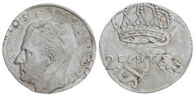 Juan Carlos I. 25 Pesetas. 1975. 0,97 grs. Al. ERROR: Acuñación en aluminio sobre 50 Céntimos Estado Español (*(19)-68). SC.