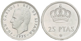 Juan Carlos I. 25 Pesetas. 1980 (*80). 9,50 grs. AR. ERROR: Acuñación en cospel de plata. JBM-76.3.2b. SC.