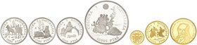 Juan Carlos I. Serie 6 monedas 2.000 (2), 5.000, 10.000, 20.000 y 80.000 Pesetas. 1996. CULTURA Y NATURALEZA. AR, AU. Serie completa. Incluye medalla ...