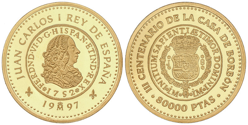 Juan Carlos I. 80.000 Pesetas. 1997. III CENTENARIO CASA DE BORBÓN. AU. I Serie....