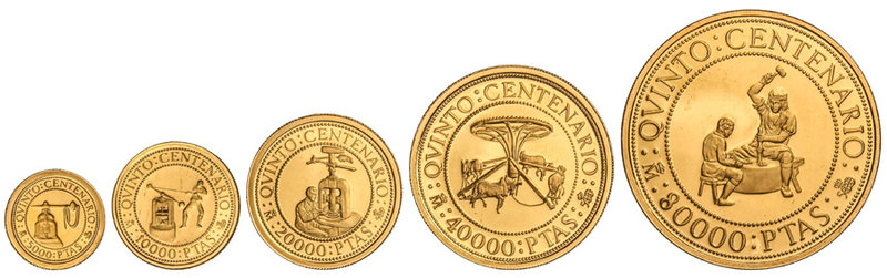 Fifth Century of the Discovery of America. Serie 5 monedas 5.000, 10.000, 20.000...