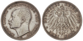 German States. 3 Marcos. 1910-A. ERNESTO LUIS. HESSE-DARMSTADT. 16,60 grs. AR. KM-375. EBC-.