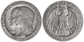 German States. 3 Marcos. 1910-A. GUILLERMO II. PRUSIA. BERLÍN. 16,68 grs. AR. Centenario Universidad Berlín. KM-530. EBC+.