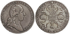 Austrian States. Kronenthaler. 1785. JOSÉ II. PAÍSES BAJOS AUSTRÍACOS. 29,30 grs. AR. (Golpecitos). KM-32. (MBC+).