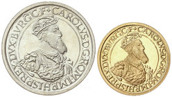 Belgium. Serie 2 monedas 5 y 50 Ecu. 1987. AR + AU. 30 aniversario Tratado de Roma - Carlos I. KM-166/167. SC.