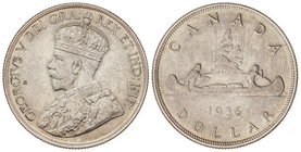 Canada. 1 Dólar. 1936. JORGE V. 23,3 grs. AR. (Pequeños golpecitos). KM-31. EBC-.