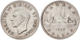 Canada. 1 Dólar. 1937. JORGE VI. 23,3 grs. AR. KM-37. EBC-.