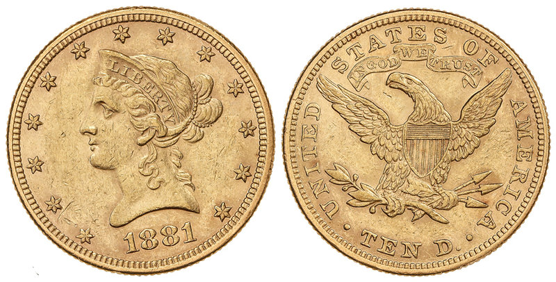 United States of America. 10 Dólares. 1881. 16,73 grs. AU. (Golpecitos y pequeña...