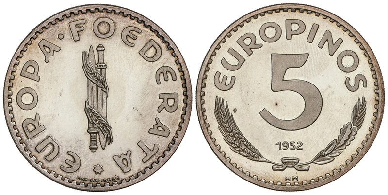 Europe. 5 Europinos. 1952-HM. EUROPA FOEDERATA. AR. Tirada: 300 piezas. Bruce-X1...