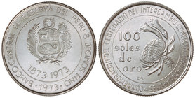 Peru. 100 Soles. 1973. 21,80 grs. AR. Centenario de las relaciones Perú-Japón. KM-261. SC.