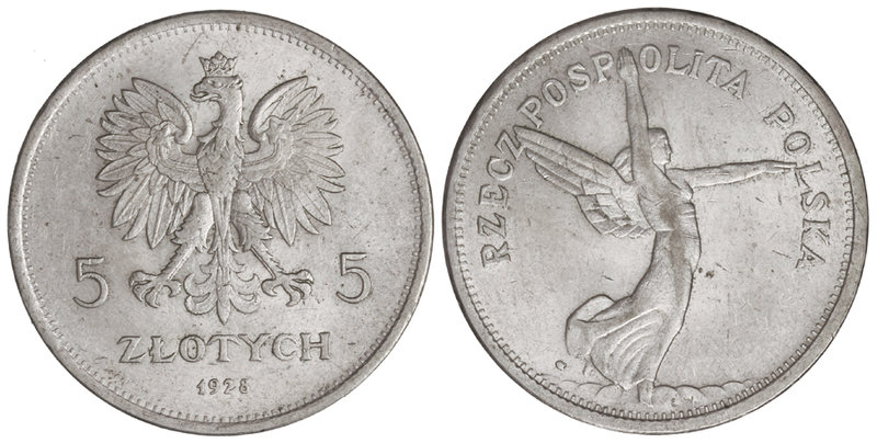 Poland. 5 Zlotych. 1928. 17,98 grs. AR. Libertad. (Leves rayitas). MUY ESCASA. Y...