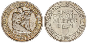Switzerland. 5 Francos. 1939-B. FESTIVAL DE TIRO: LUZERNA. 19,45 grs. AR. KM-S20. SC.