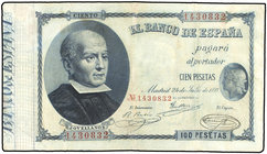Spanish Banknotes. 100 Pesetas. 24 Julio 1893. Jovellanos. (Restaurado). MUY ESCASO. Ed-284. (MBC).