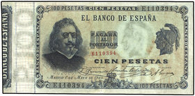 Spanish Banknotes. 100 Pesetas. 1 Mayo 1900. Quevedo. Serie E. (Restaurado). RARO. Ed-308a. (MBC).