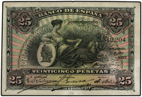 Spanish Banknotes. 25 Pesetas. 15 Julio 1907. Alhambra de Granada. Ed-318. MBC.