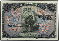 Spanish Banknotes. 50 Pesetas. 24 Septiembre 1906. Serie B. Ed-315a. EBC-.