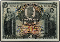 Spanish Banknotes. 50 Pesetas. 15 Julio 1907. Catedral de Burgos. (Pliegue vertical planchado). Ed-319. MBC+.