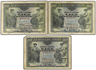 Spanish Banknotes. Lote 6 billetes 100 Pesetas. 30 Junio 1906. Series A, B (3) y C (2). A EXAMINAR. Ed-313a. MBC- a MBC .