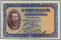 Spanish Banknotes. 25 Pesetas. 12 Octubre 1926. San Francisco Xavier. Serie A. (Dos pliegues). Ed-325a. EBC-.