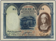 Spanish Banknotes. 500 Pesetas. 24 Julio 1927. Isabel ´la Católica´. Ed-327. MBC+.