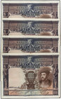 Spanish Banknotes. Lote 4 billetes 1.000 Pesetas. 1 Julio 1925. Carlos I. Todos correlativos. (Dos levísimas manchitas). Ed-351. MBC+ a EBC-.