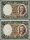 Spanish Banknotes. Lote 2 billetes 25 Pesetas. 25 Abril 1931. Vicente López. Pareja correlativa. (Pequeñas arruguitas). Ed-358. SC-.