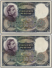 Spanish Banknotes. Lote 2 billetes 50 Pesetas. 25 Abril 1931. Rosales. Pareja correlativa. Ed-359. SC.