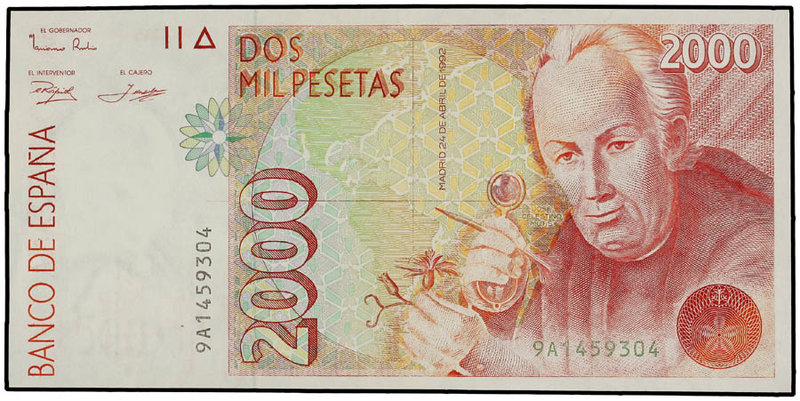 Juan Carlos I. 2.000 Pesetas. 24 Abril 1992. Mutis. Serie sustitutiva 9A. Ed-482...