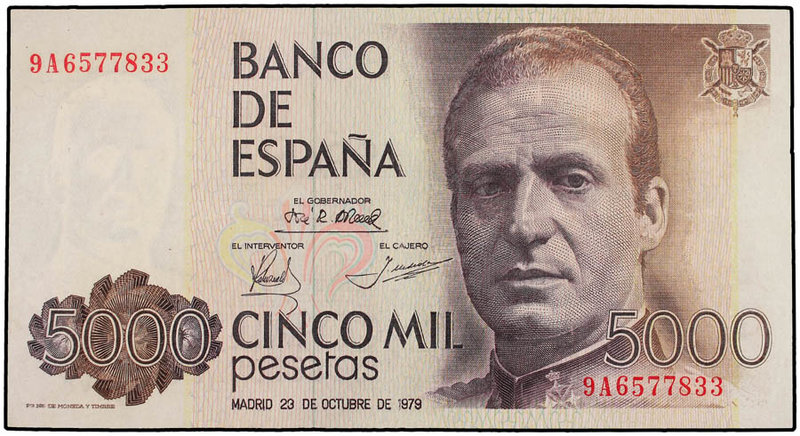 Juan Carlos I. 5.000 Pesetas. 23 Octubre 1979. Juan Carlos I. Serie sustitutiva ...
