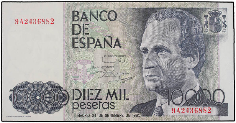 Juan Carlos I. 10.000 Pesetas. 24 Septiembre 1985. Juan Carlos I. Serie sustitut...